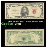 1963 $5 Red Seal United States Note Grades vf++