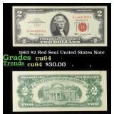 1963 $2 Red Seal United States Note Grades Choice