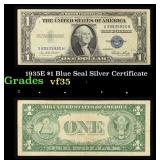 1935E $1 Blue Seal Silver Certificate Grades vf++