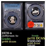 PCGS 1976-s Proof Jefferson Nickel 5c pr69 dcam PC