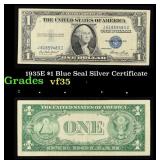 1935E $1 Blue Seal Silver Certificate Grades vf++