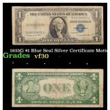 1935G $1 Blue Seal Silver Certificate Grades vf++