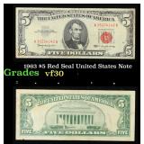 1963 $5 Red Seal United States Note Grades vf++