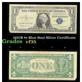 1957B $1 Blue Seal Silver Certificate Grades vf++