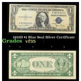 1935D $1 Blue Seal Silver Certificate Grades vf++