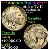 *Highlight* 1913-s Ty II Buffalo Nickel 5c ms66+ S