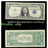 1957B $1 Blue Seal Silver Certificate Grades vf++