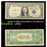 1935F $1 Blue Seal Silver Certificate Grades vf++