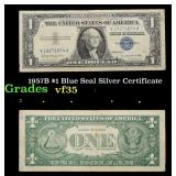 1957B $1 Blue Seal Silver Certificate Grades vf++