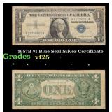 1957B $1 Blue Seal Silver Certificate Grades vf+
