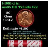 BU Shotgun Lincoln 1c roll, 1981-d 50 pcs Dunbar W