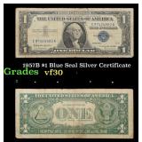 1957B $1 Blue Seal Silver Certificate Grades vf++
