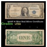 1935F $1 Blue Seal Silver Certificate Grades vf++