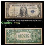 1935C $1 Blue Seal Silver Certificate Grades vf++