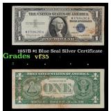 1957B $1 Blue Seal Silver Certificate Grades vf++
