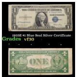 1935E $1 Blue Seal Silver Certificate Grades vf++