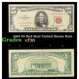 1963 $5 Red Seal United States Note Grades vf++