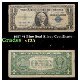 1957 $1 Blue Seal Silver Certificate Grades vf+