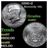 1990-d Kennedy Half Dollar 50c Grades GEM++ Unc