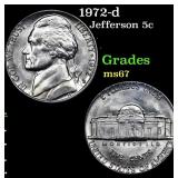 1972-d Jefferson Nickel 5c Grades GEM++ Unc