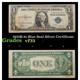 1935B $1 Blue Seal Silver Certificate Grades vf++