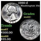 1986-d Washington Quarter 25c Grades GEM++ Unc