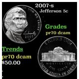 2007-s Proof Jefferson Nickel 5c pr70 dcam SEGS