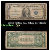 1935D $1 Blue Seal Silver Certificate Grades f+