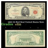 1963 $5 Red Seal United States Note Grades vf++