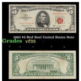 1963 $5 Red Seal United States Note Grades vf++