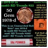 BU Shotgun Lincoln 1c roll, 1978-d 50 pcs Bank Wra