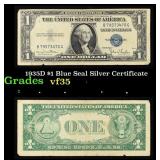 1935D $1 Blue Seal Silver Certificate Grades vf++
