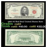 1963 $5 Red Seal United States Note Grades Select
