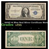 1935G $1 Blue Seal Silver Certificate Grades vf++