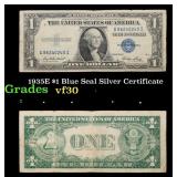 1935E $1 Blue Seal Silver Certificate Grades vf++