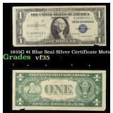 1935G No Motto $1 Blue Seal Silver Certificate Gra