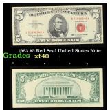 1963 $5 Red Seal United States Note Grades xf