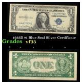 1935D $1 Blue Seal Silver Certificate Grades vf++