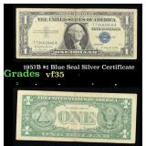 1957B $1 Blue Seal Silver Certificate Grades vf++