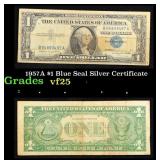 1957A $1 Blue Seal Silver Certificate Grades vf+