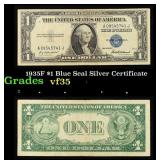 1935F $1 Blue Seal Silver Certificate Grades vf++