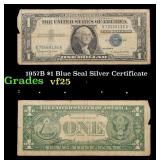 1957B $1 Blue Seal Silver Certificate Grades vf+