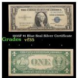 1935F $1 Blue Seal Silver Certificate Grades vf++