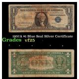 1957A $1 Blue Seal Silver Certificate Grades vf+