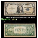 1935F $1 Blue Seal Silver Certificate Grades vf++