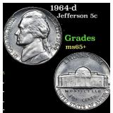 1964-d Jefferson Nickel 5c Grades GEM+ Unc