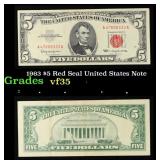 1963 $5 Red Seal United States Note Grades vf++