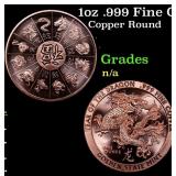 1oz .999 Fine Copper Bullion Round - Year of the D