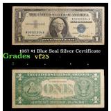 1957 $1 Blue Seal Silver Certificate Grades vf+