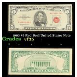 1963 $5 Red Seal United States Note Grades vf++